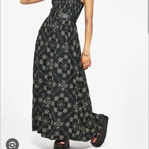 Disturbia Black Maxi Dress with Cream Mosaic Print